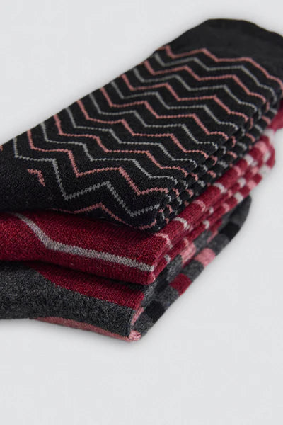 Confezione da 3 calzini di lana stampati in colori