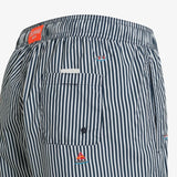Shorts mare a righe con ricami blu navy/bianco