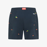 Shorts mare a righe con ricami blu navy