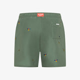 Shorts mare con ricami verde militare