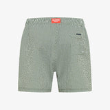 Shorts mare in nylon a righe verde scuro/bianco