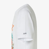 T-shirt in jersey di cotone con stampa bianco/azzurro