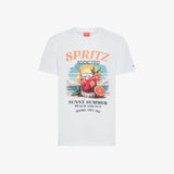 T-shirt in jersey di cotone con stampa bianco/azzurro
