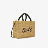 Shopping bag media in rafia beige