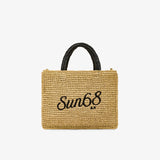 Shopping bag media in rafia beige